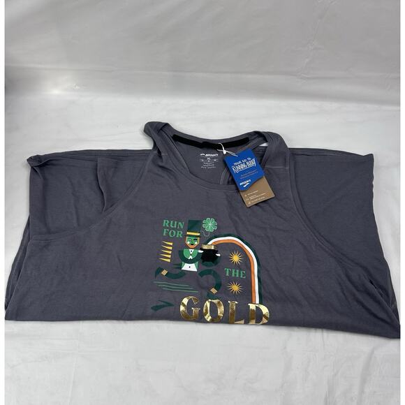 Brooks NWT Women's Distance Tank 2.0 Run For The Gold St Patricks Day Size XL - Picture 3 of 7